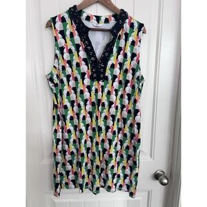 Crown‎ & Ivy Elephant Print Dress XL Sleeveless Navy Color Pop Mini 542